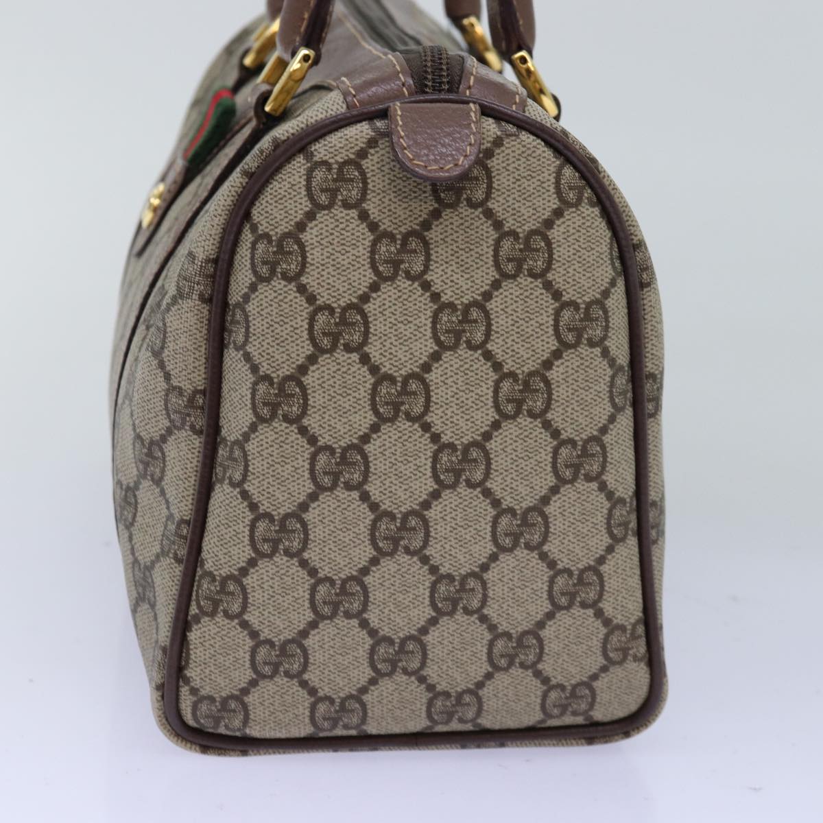 GUCCI GG Supreme Web Sherry Line Boston Bag PVC Beige 002 615 6838 Auth 76396