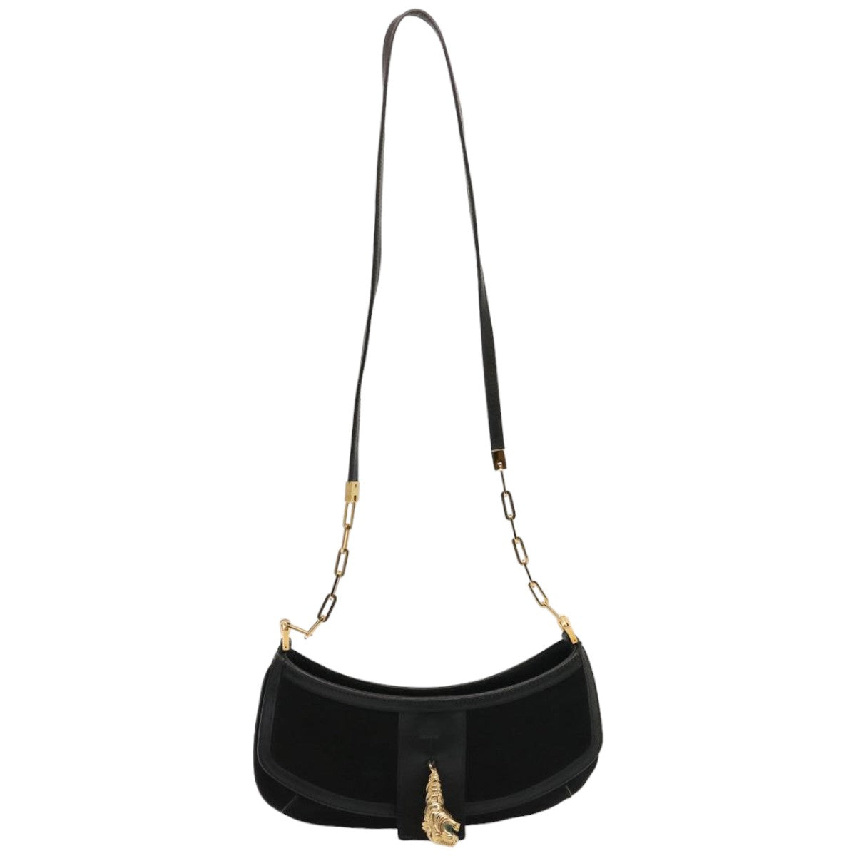 GUCCI Shoulder Bag Suede Black 001 4115 Auth 76397