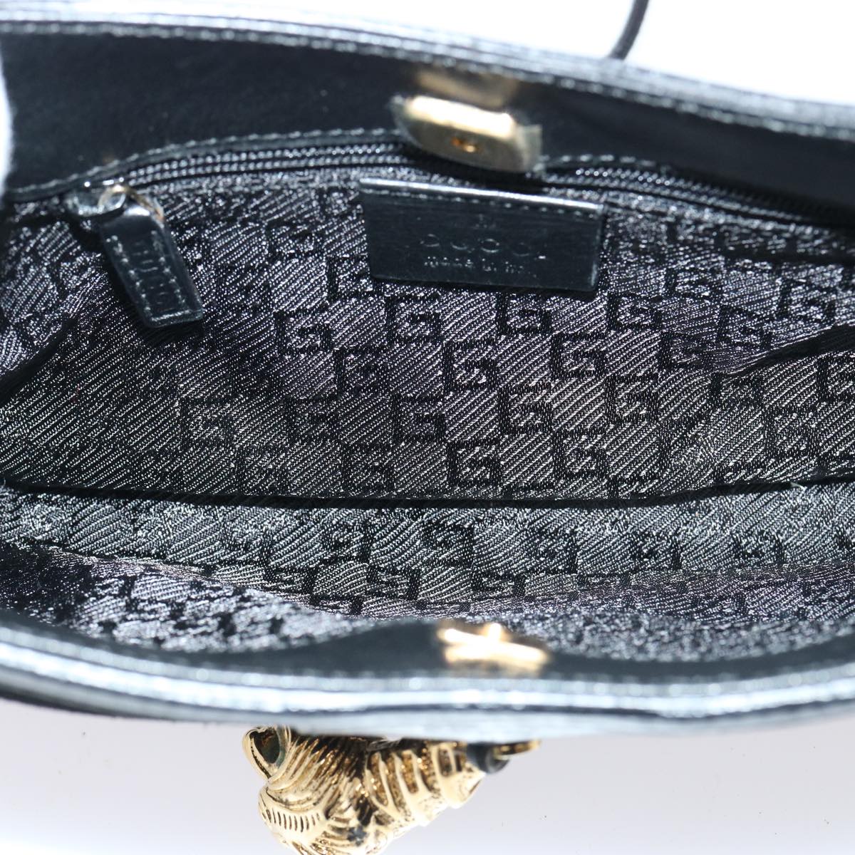 GUCCI Shoulder Bag Suede Black 001 4115 Auth 76397