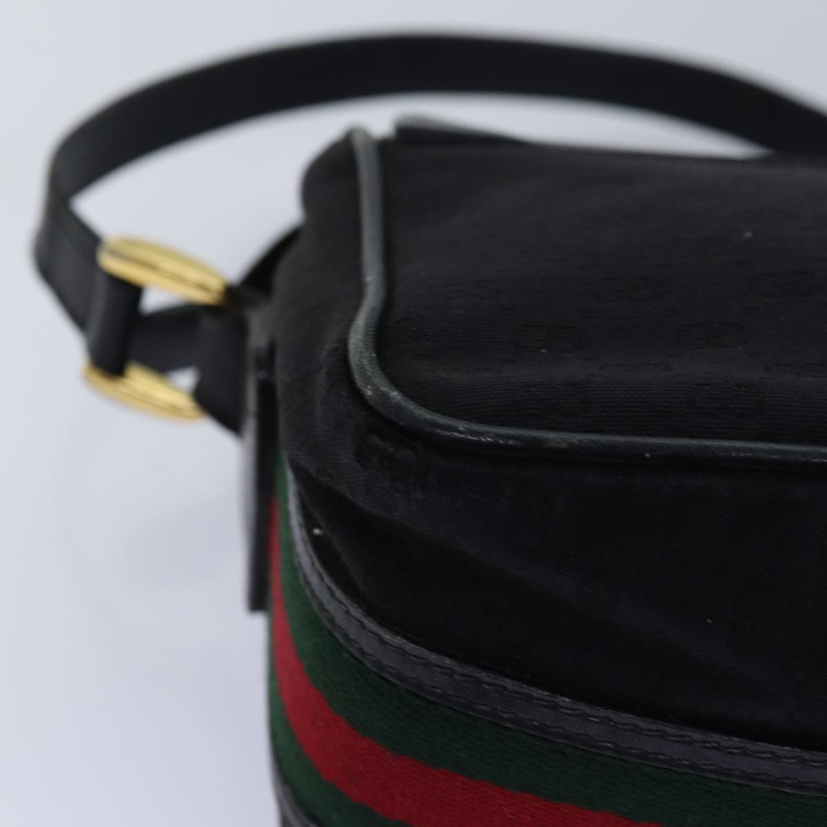 GUCCI Micro GG Canvas Web Sherry Line Shoulder Bag Black 67 01 4426 Auth 76402