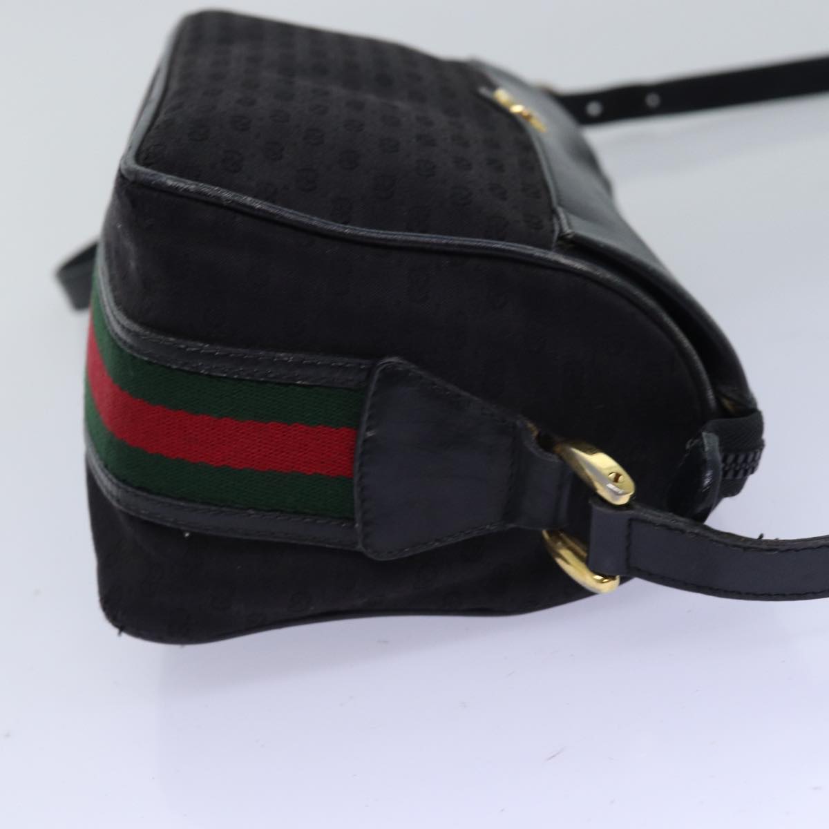 GUCCI Micro GG Canvas Web Sherry Line Shoulder Bag Black 67 01 4426 Auth 76402