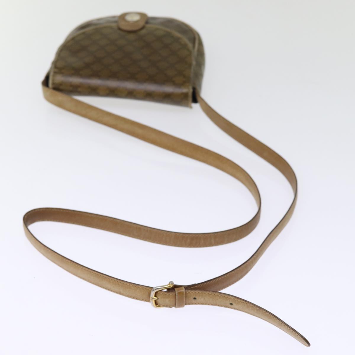 CELINE Macadam Canvas Shoulder Bag Brown Auth 76405