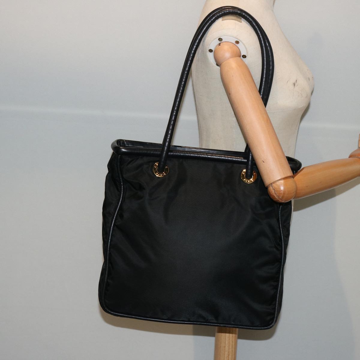 CELINE Shoulder Bag Nylon Black Auth 76411