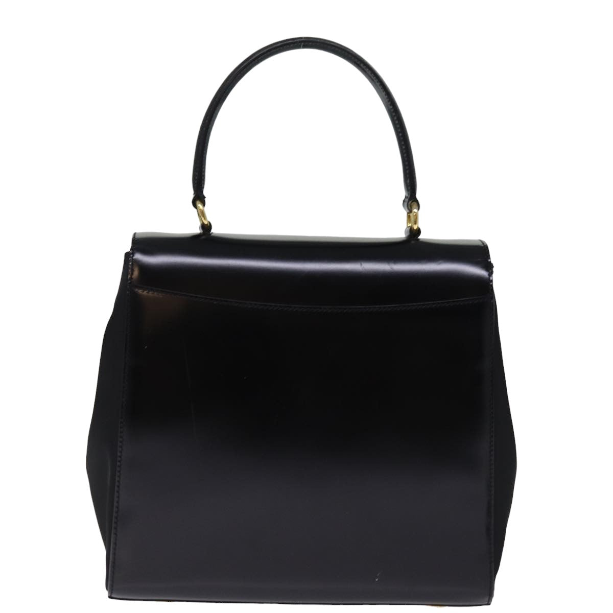 CELINE Hand Bag Patent leather 2way Black Auth 76412