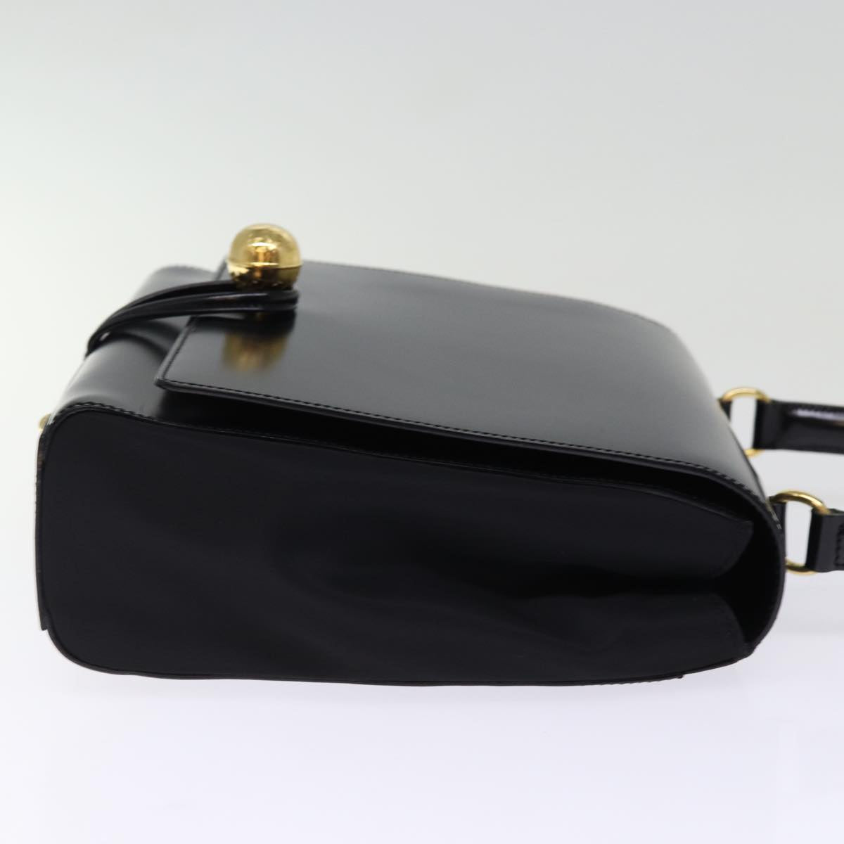 CELINE Hand Bag Patent leather 2way Black Auth 76412