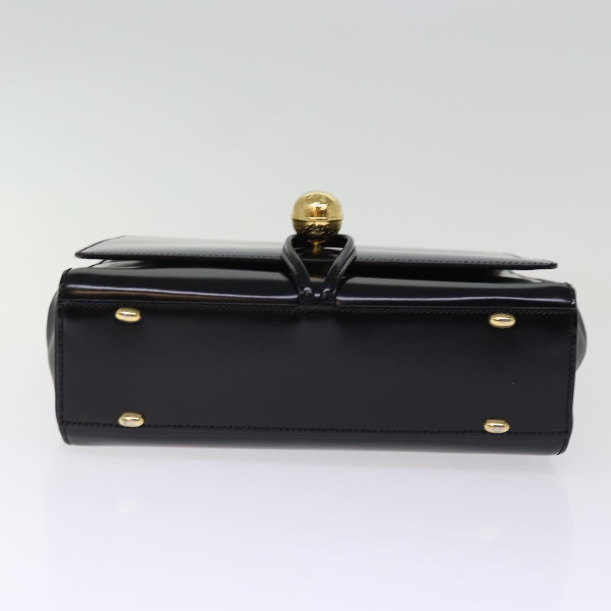 CELINE Hand Bag Patent leather 2way Black Auth 76412