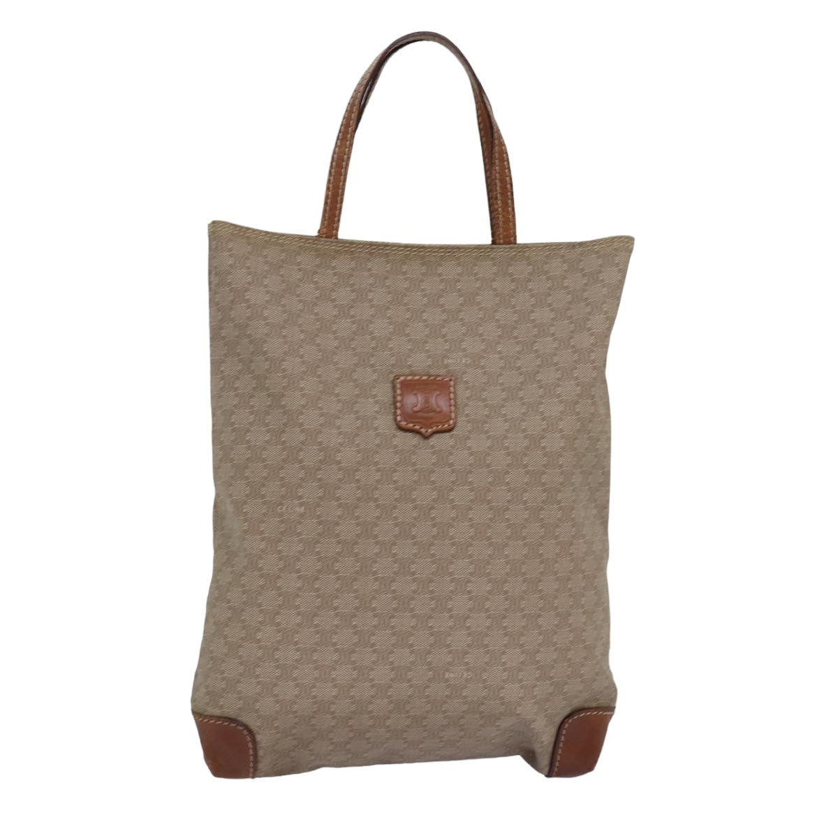 CELINE Macadam Canvas Hand Bag Beige Auth 76414