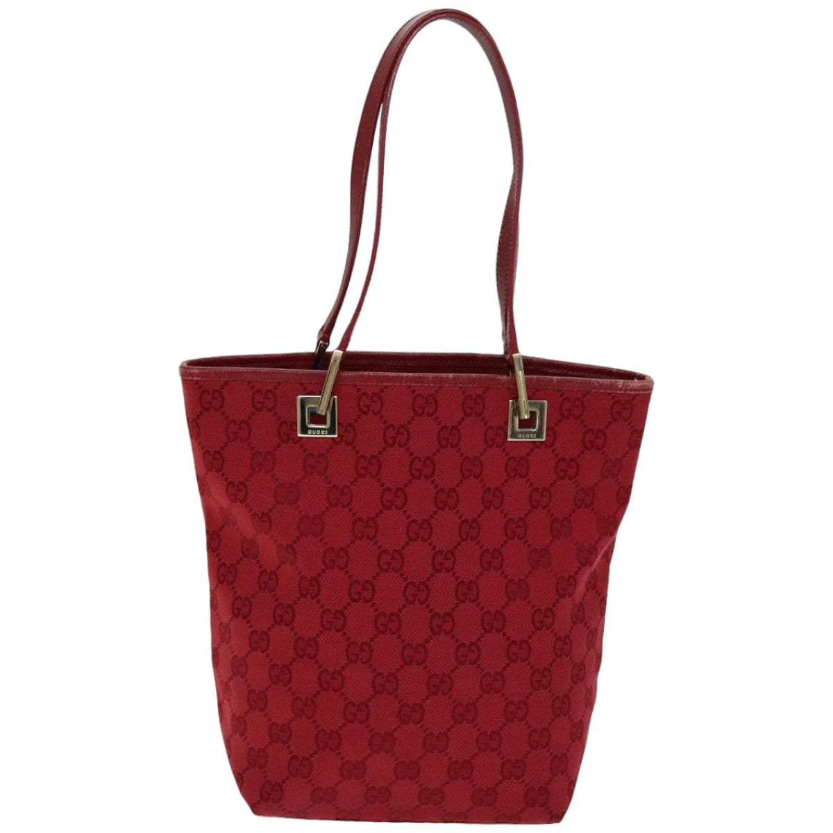 GUCCI GG Canvas Tote Bag Red 002 1099 Auth 76418