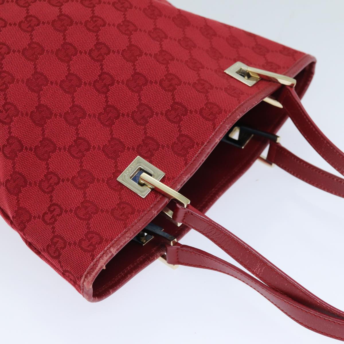 GUCCI GG Canvas Tote Bag Red 002 1099 Auth 76418