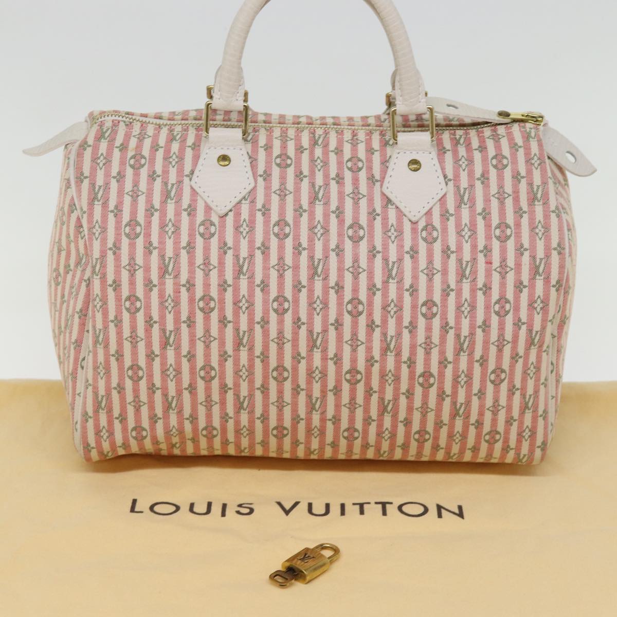 LOUIS VUITTON Monogram Mini Lin Croisette Speedy 30 Bag Pink M95501 Auth 76422A