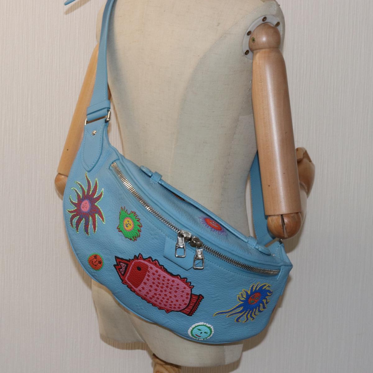 LOUIS VUITTON Taurillon Monogram Maxi Bum Bag bag Light Blue M21715 Auth 76433A