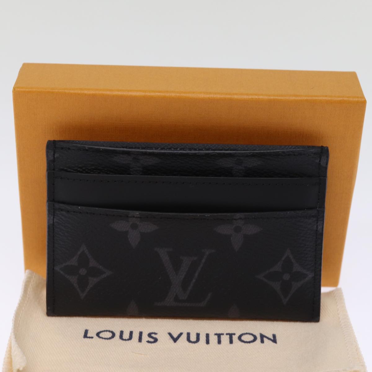 LOUIS VUITTON Monogram Eclipse Porte Cartes double Card Case M62170 Auth 76438