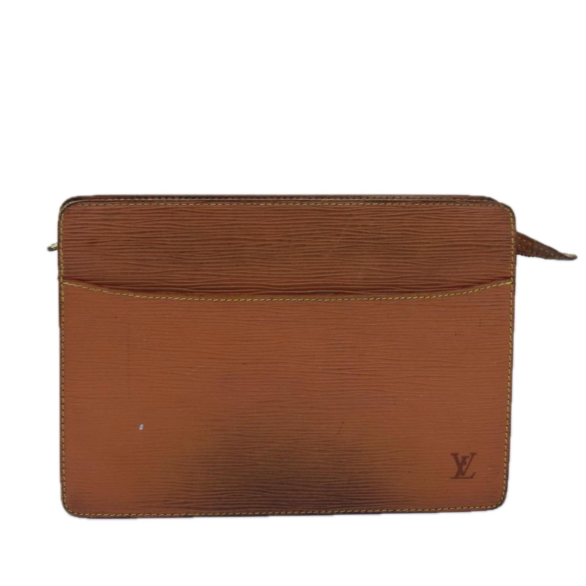 LOUIS VUITTON Epi Pochette Homme Clutch Bag Brown Zipang gold M52528 Auth 76449