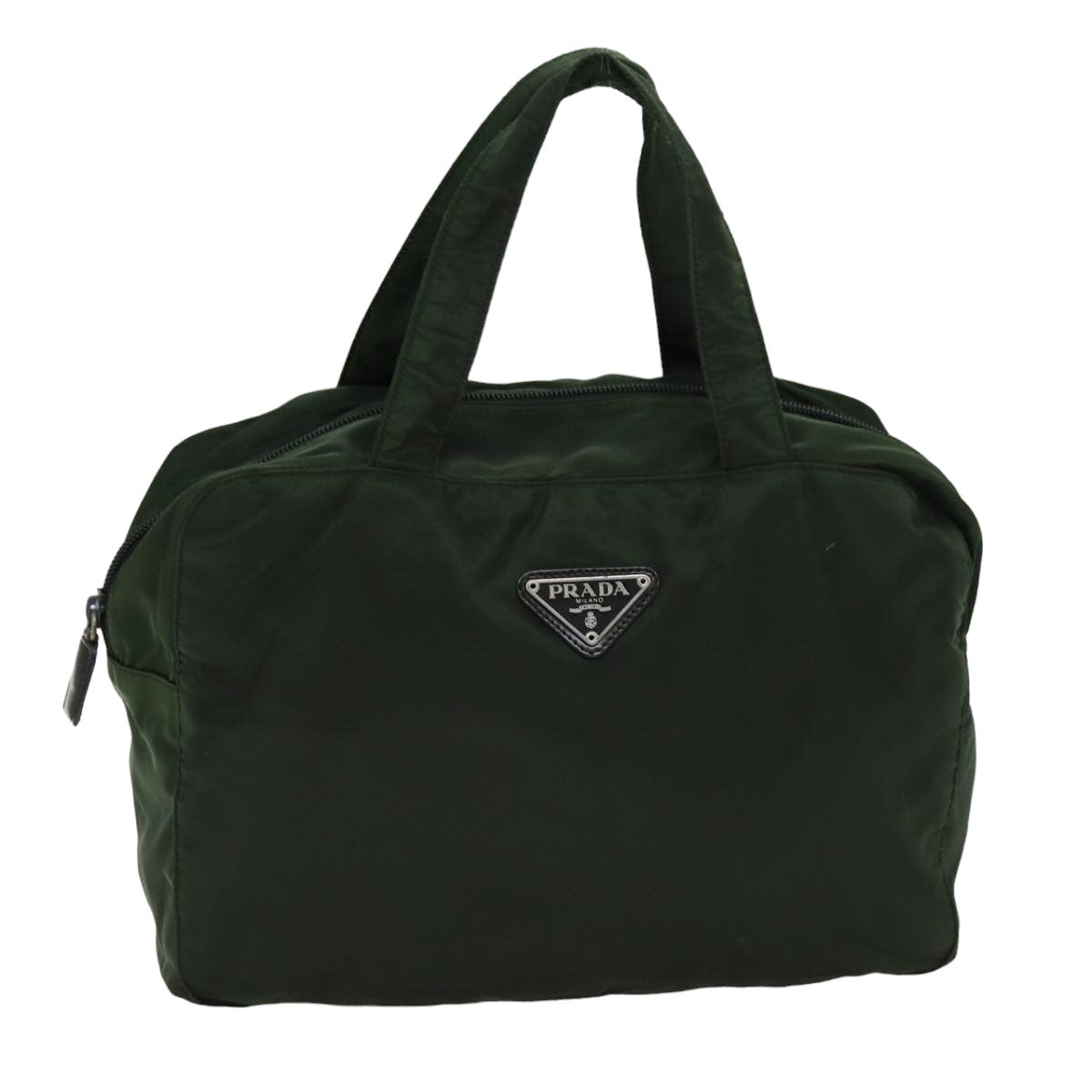 PRADA Hand Bag Nylon Khaki Auth 76455