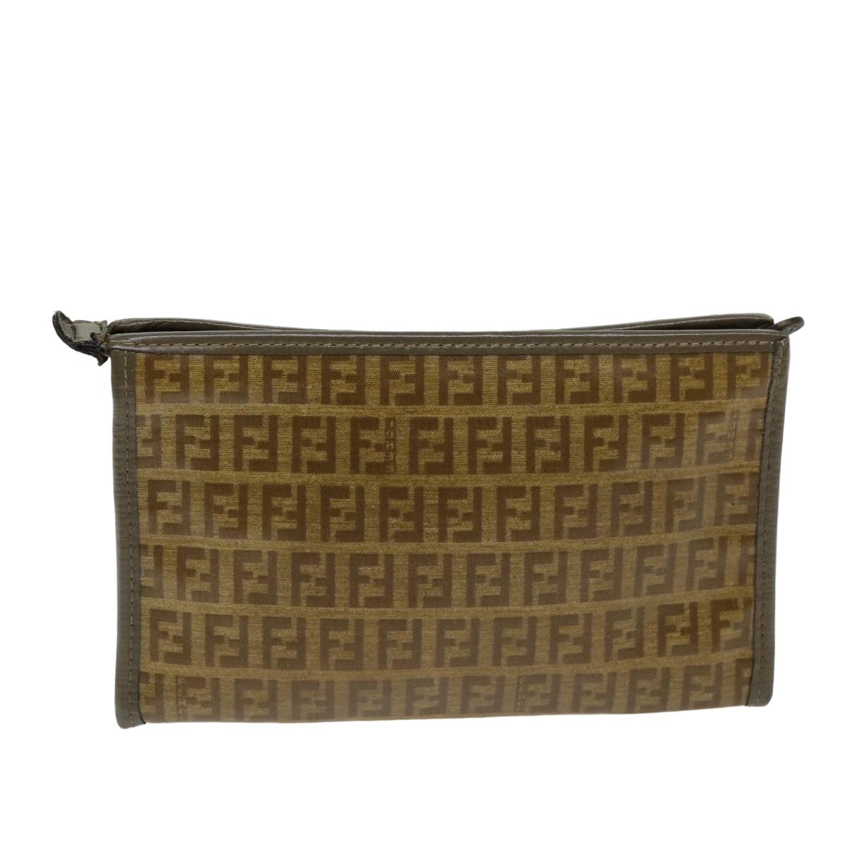 FENDI Zucchino Canvas Pouch Vintage Brown Auth 76457 - 0