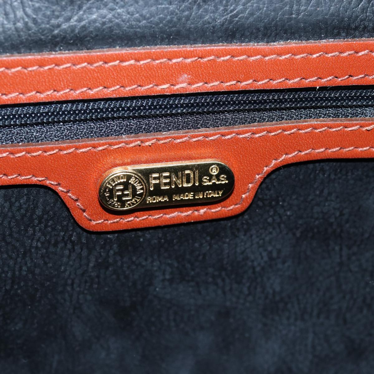 FENDI Pecan Canvas Shoulder Bag Brown Black Auth 76475