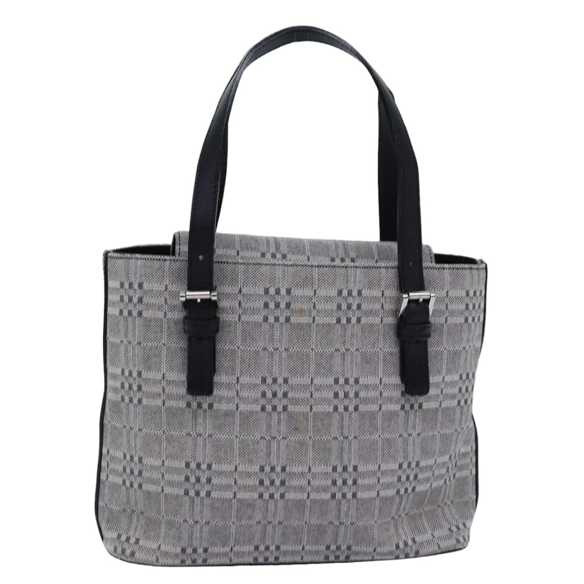 BURBERRY Hand Bag Canvas Gray Auth 76479