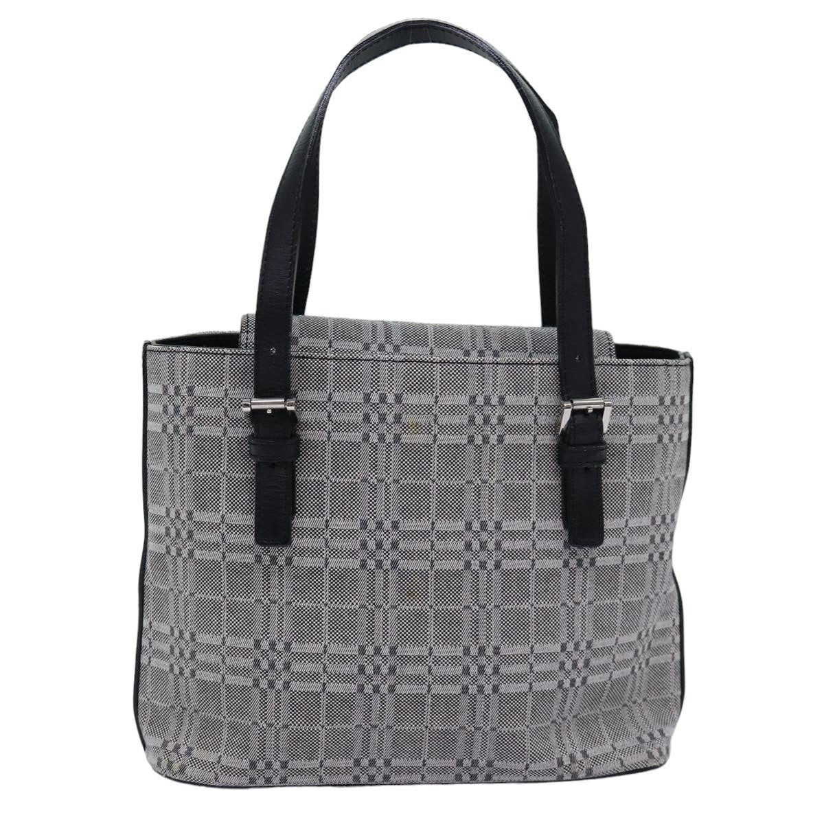 BURBERRY Hand Bag Canvas Gray Auth 76479