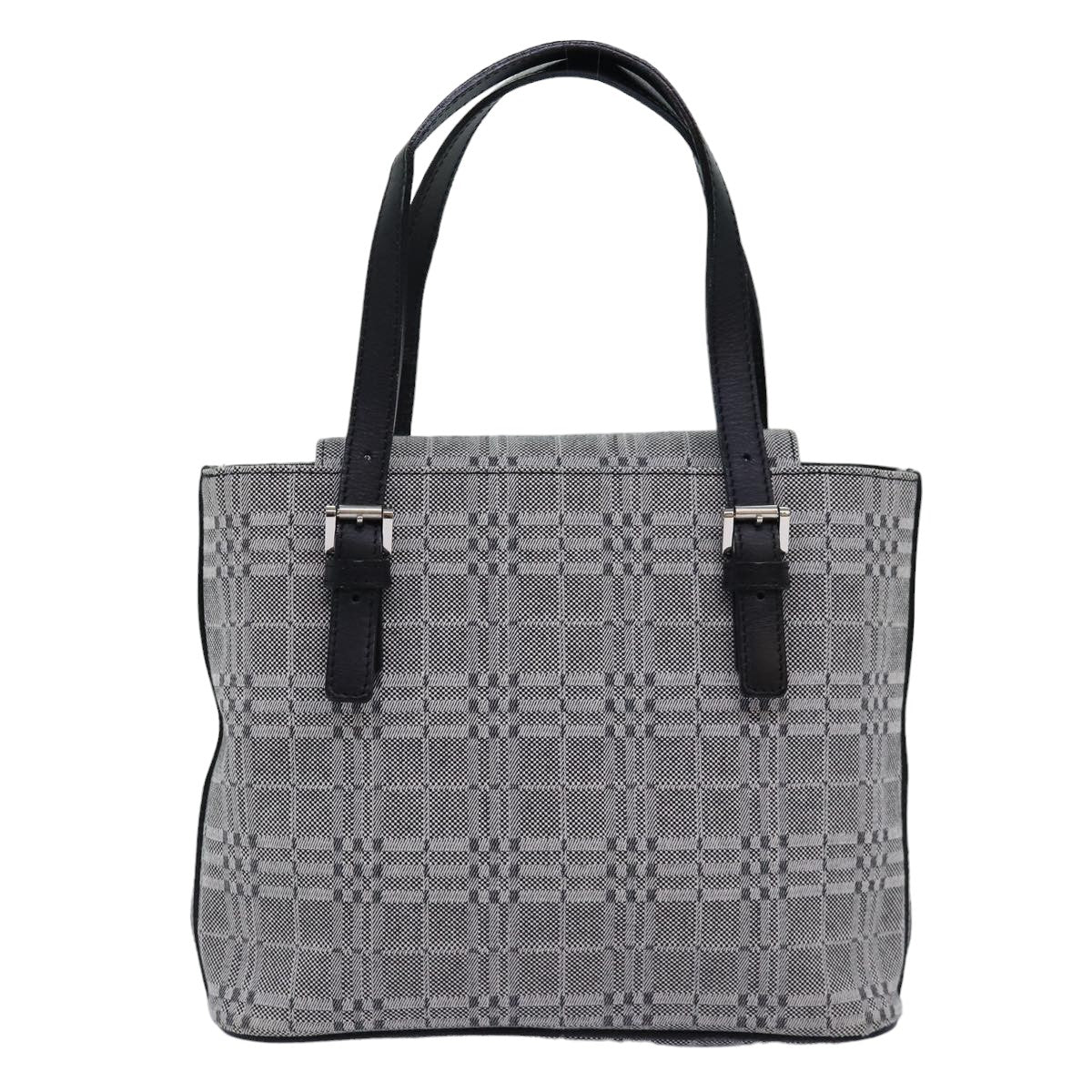 BURBERRY Hand Bag Canvas Gray Auth 76479