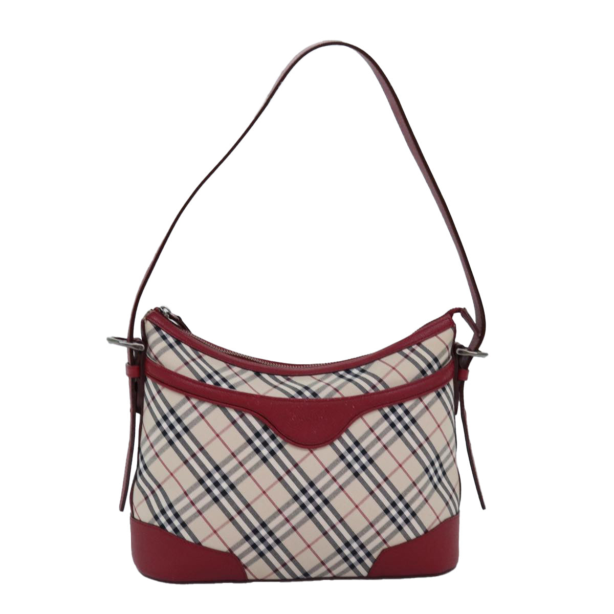 BURBERRY Nova Check Shoulder Bag Canvas Red Auth 76480