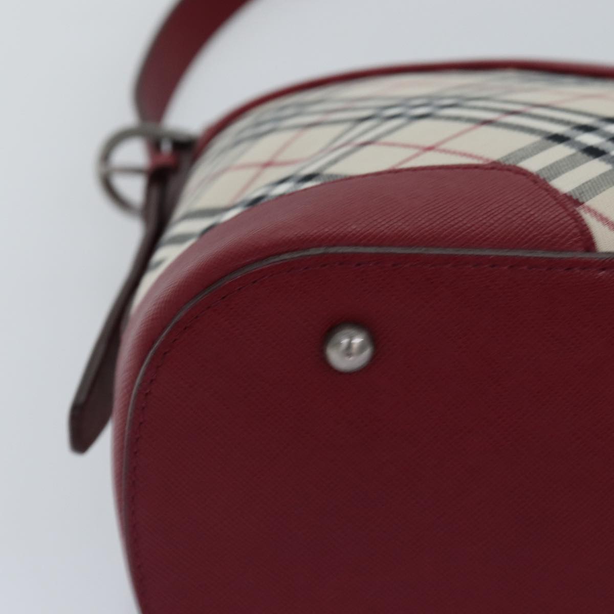 BURBERRY Nova Check Shoulder Bag Canvas Red Auth 76480