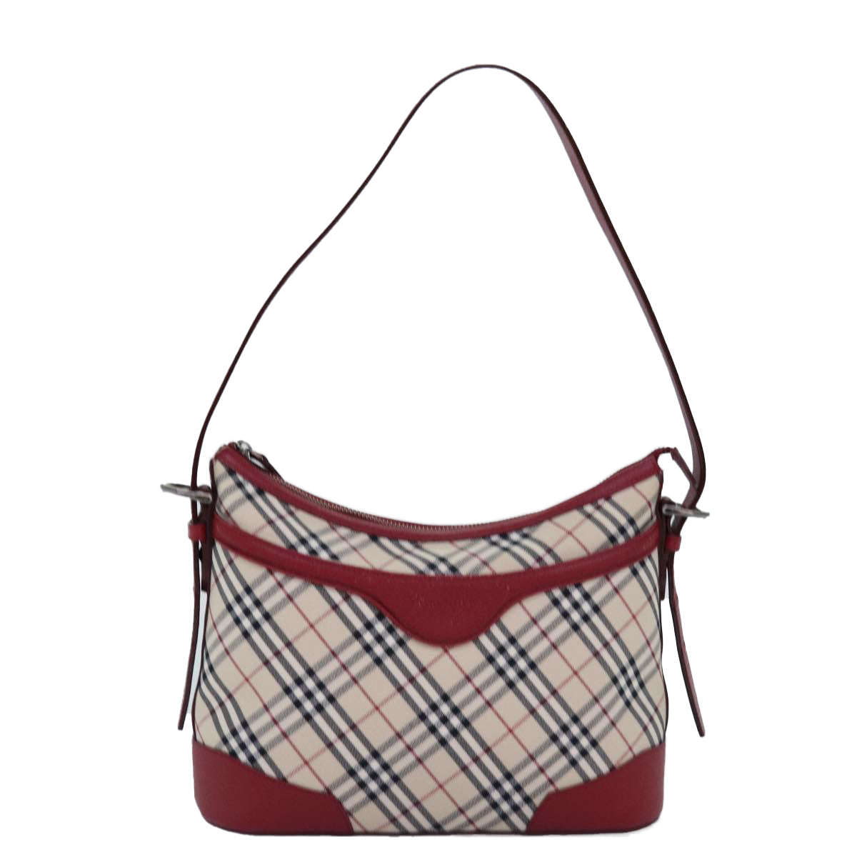 BURBERRY Nova Check Shoulder Bag Canvas Red Auth 76480