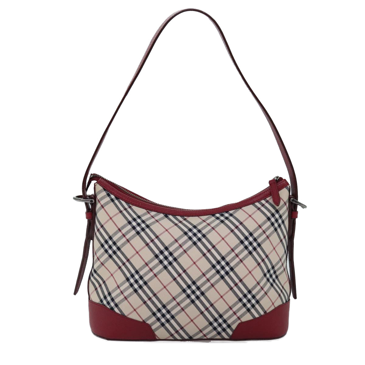 BURBERRY Nova Check Shoulder Bag Canvas Red Auth 76480