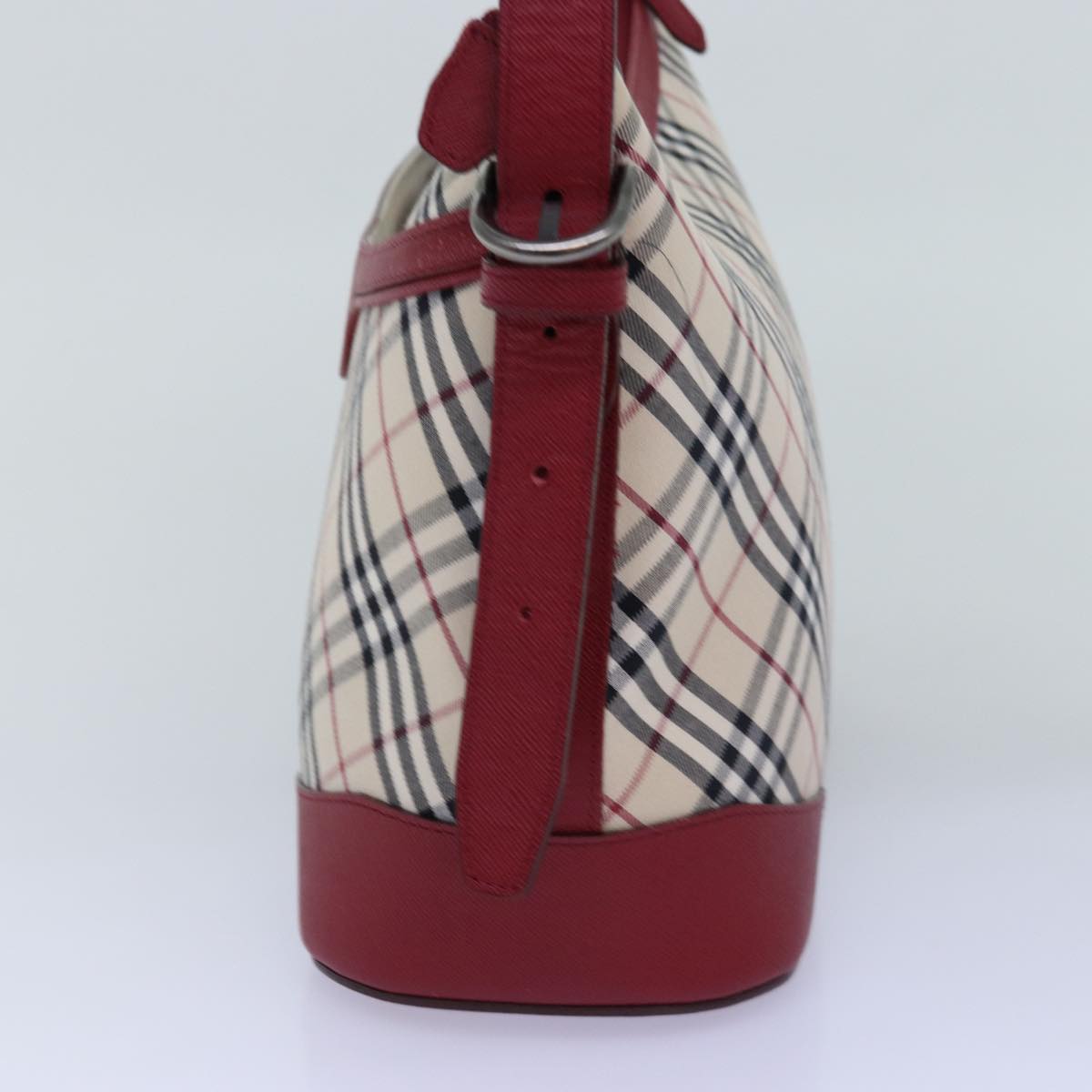 BURBERRY Nova Check Shoulder Bag Canvas Red Auth 76480