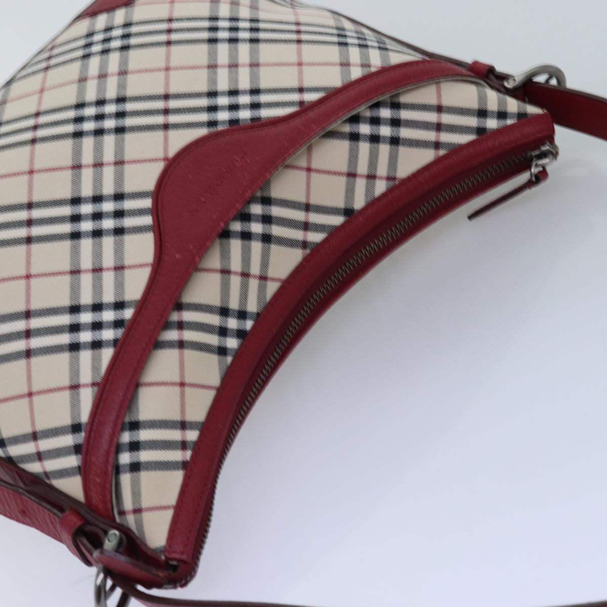 BURBERRY Nova Check Shoulder Bag Canvas Red Auth 76480