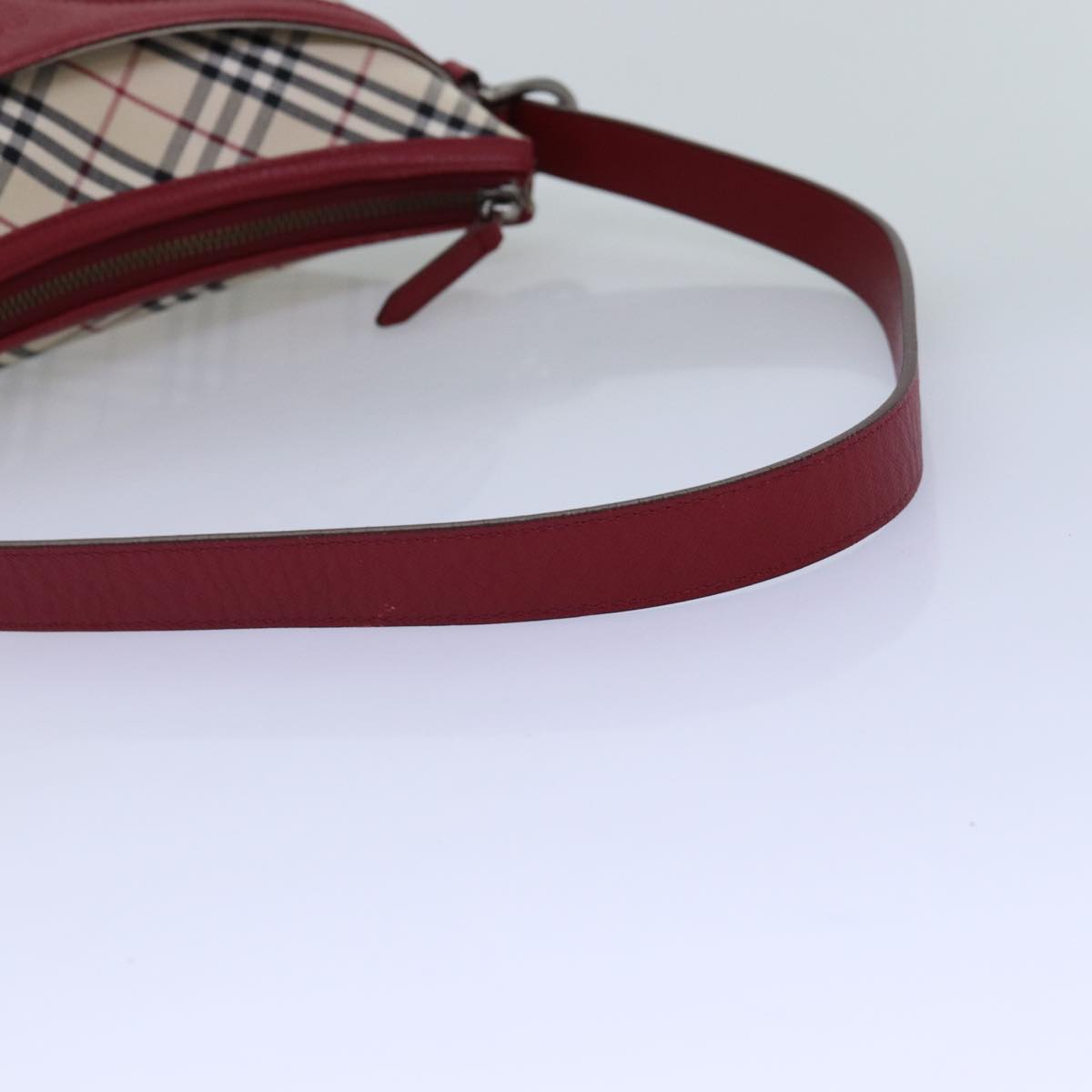 BURBERRY Nova Check Shoulder Bag Canvas Red Auth 76480