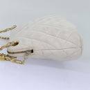 CHANEL Matelasse Chain Shoulder Bag Leather White CC Auth 76482-3