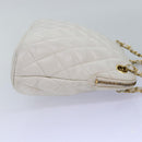 CHANEL Matelasse Chain Shoulder Bag Leather White CC Auth 76482-4