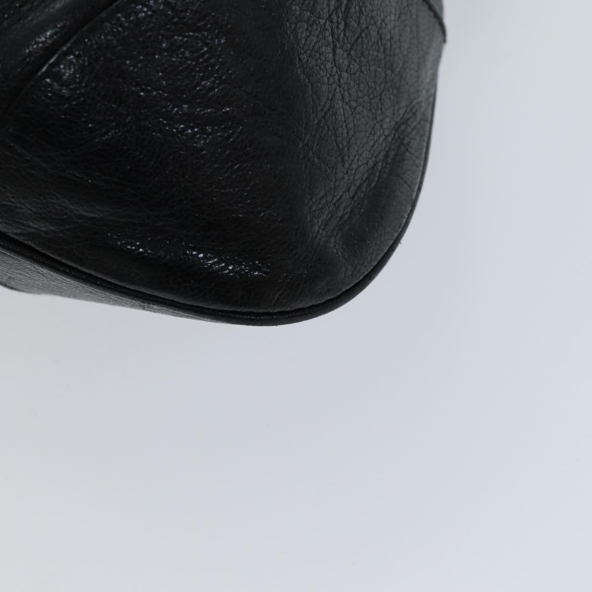 Salvatore Ferragamo Gancini Hand Bag Leather Black Auth 76486