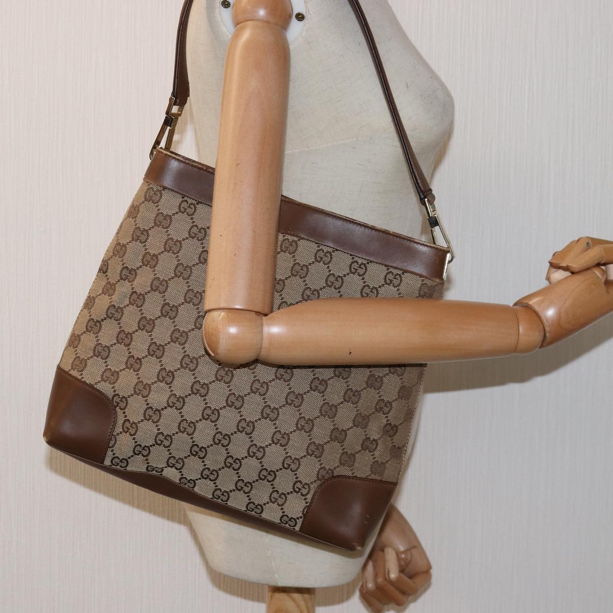 GUCCI GG Supreme Tote Bag Canvas Beige 001 4231 200047 Auth 76488