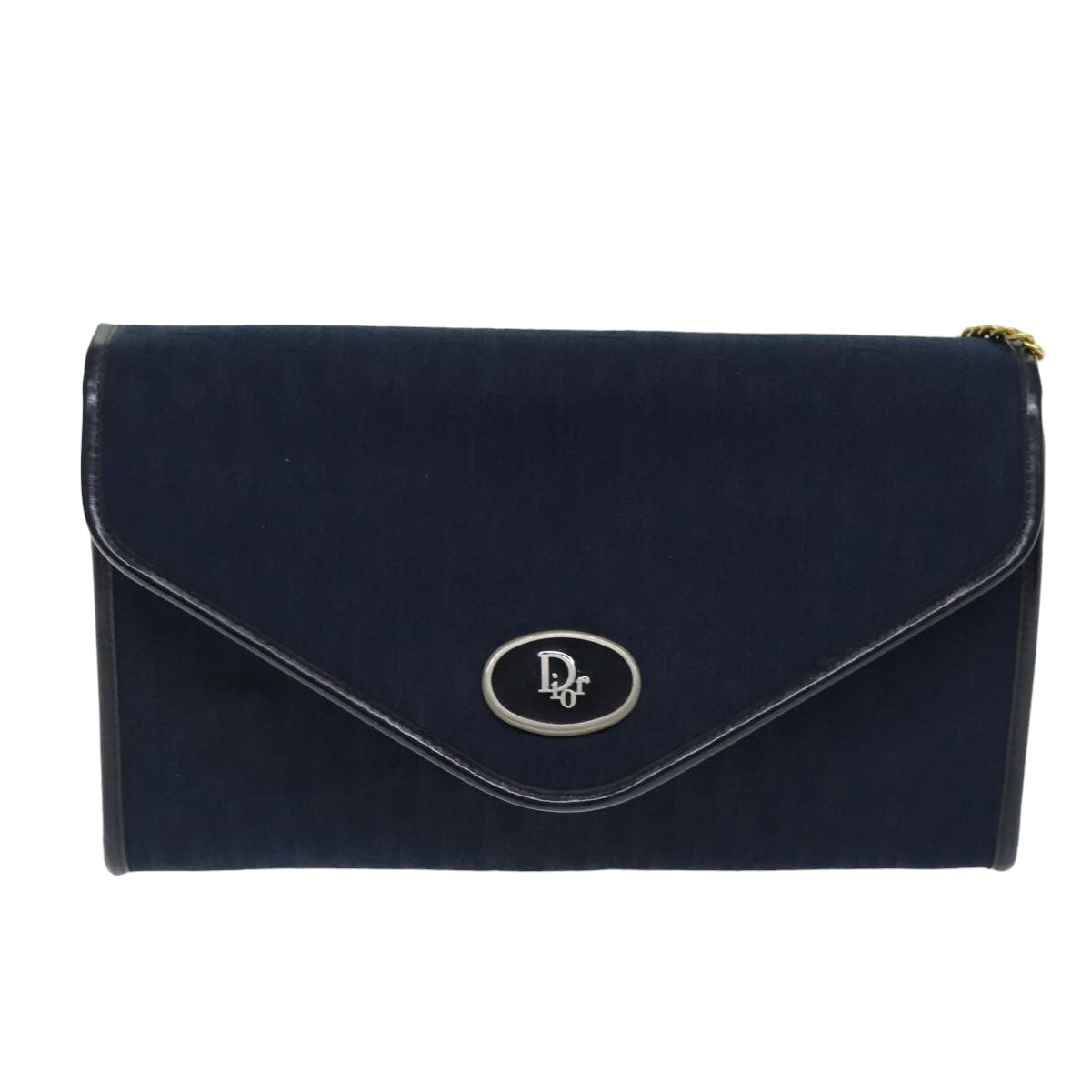 Christian Dior Trotter Canvas Chain Shoulder Bag Navy Auth 76503