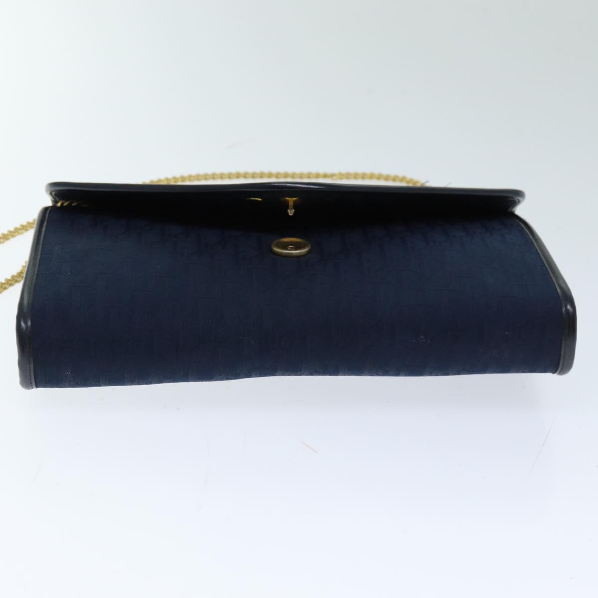 Christian Dior Trotter Canvas Chain Shoulder Bag Navy Auth 76503