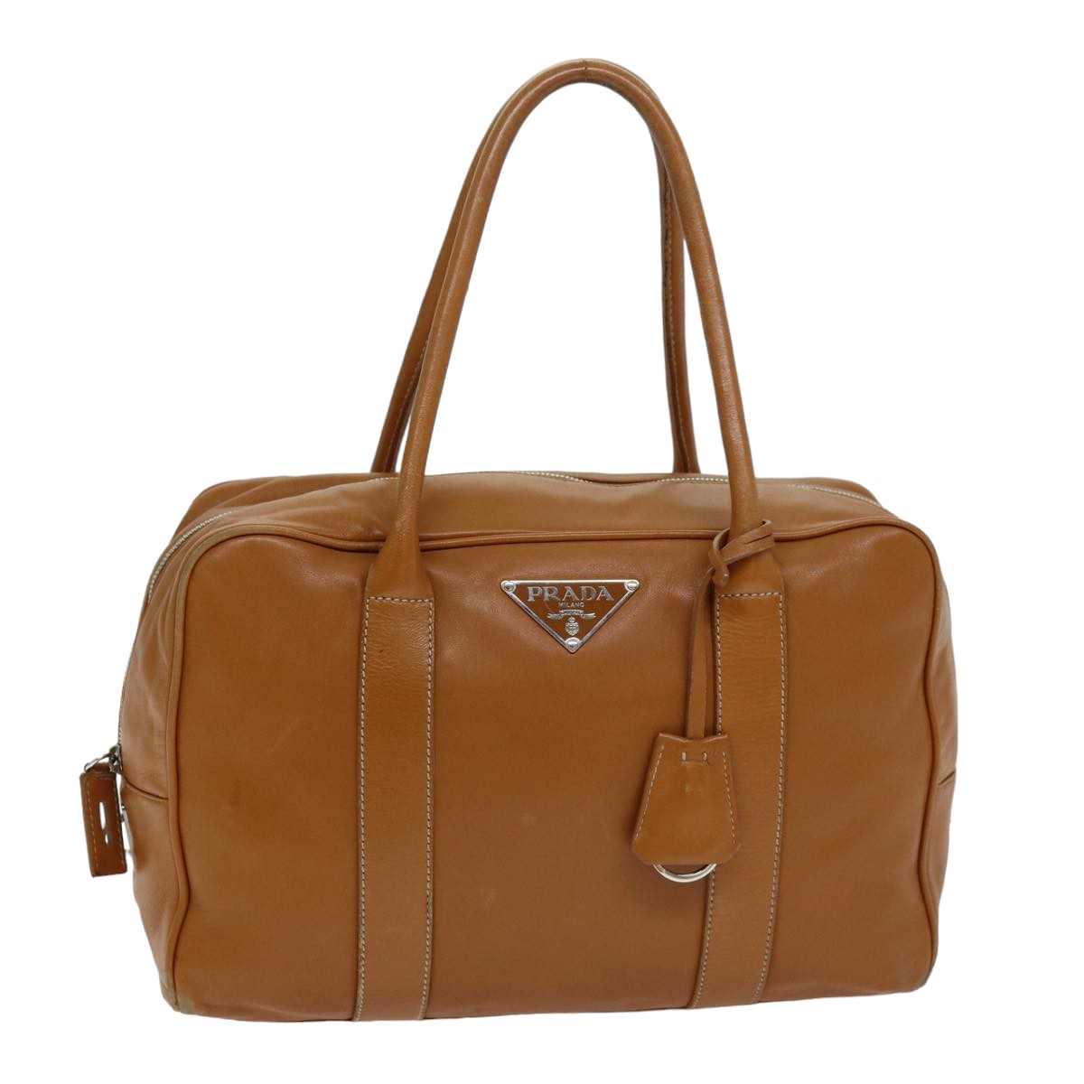 PRADA Hand Bag Leather Brown Auth 76511