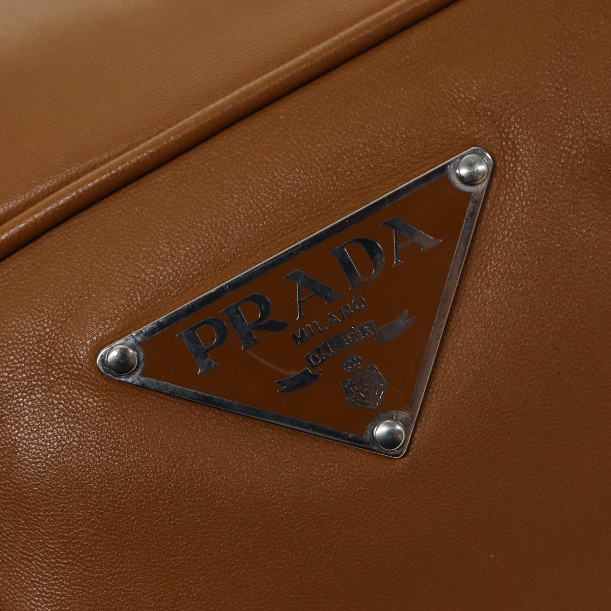 PRADA Hand Bag Leather Brown Auth 76511