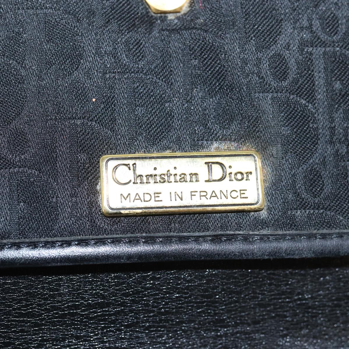 Christian Dior Trotter Canvas Chain Shoulder Bag Black Auth 76527