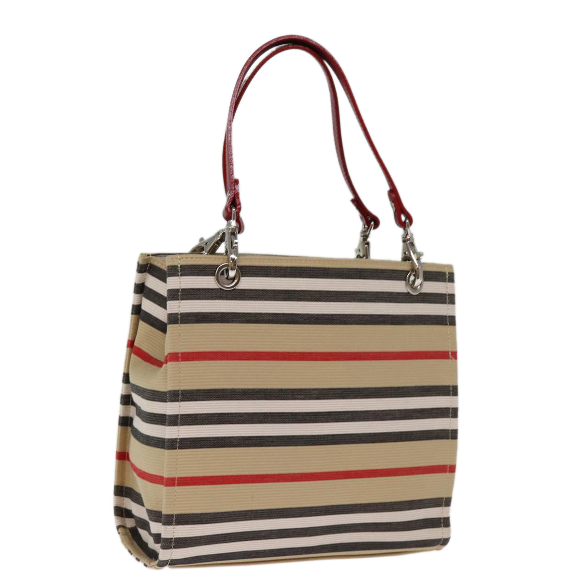 BURBERRY Hand Bag Canvas Beige Auth 76550