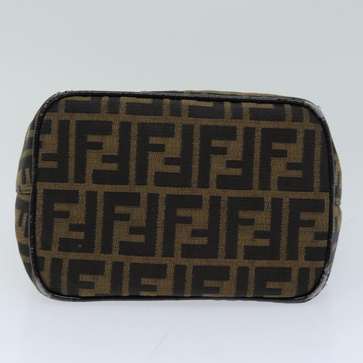 FENDI Zucca Canvas Mamma Baguette Shoulder Bag Black Brown Auth 76559