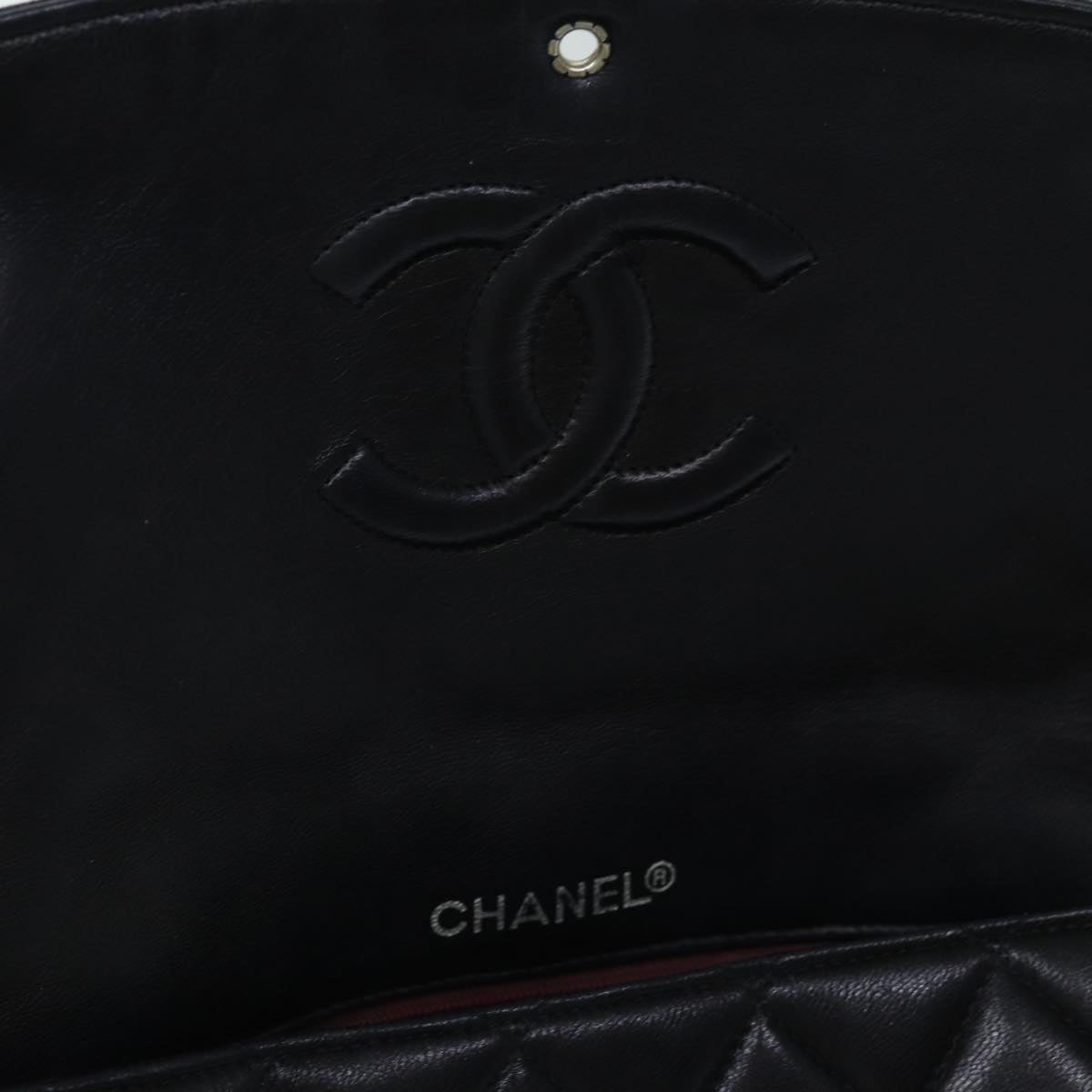 CHANEL Matelasse Chain Shoulder Bag Lamb Skin Black CC Auth 76568