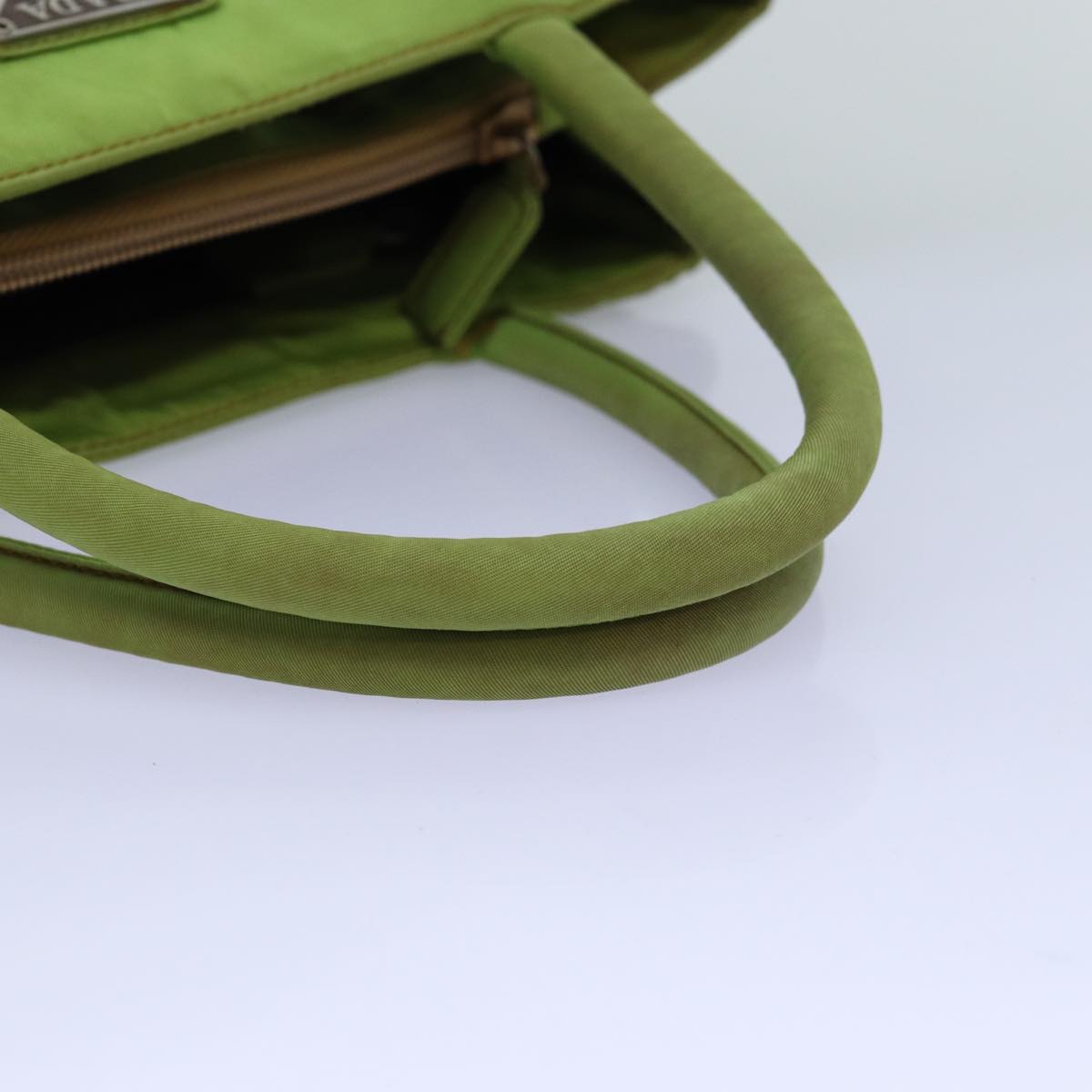 PRADA Hand Bag Nylon Green Auth 76574