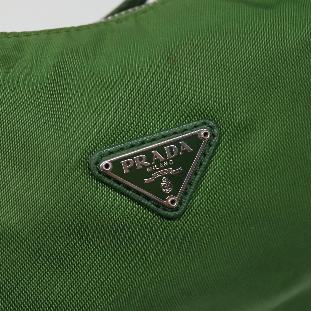 PRADA Hand Bag Nylon Green Auth 76581