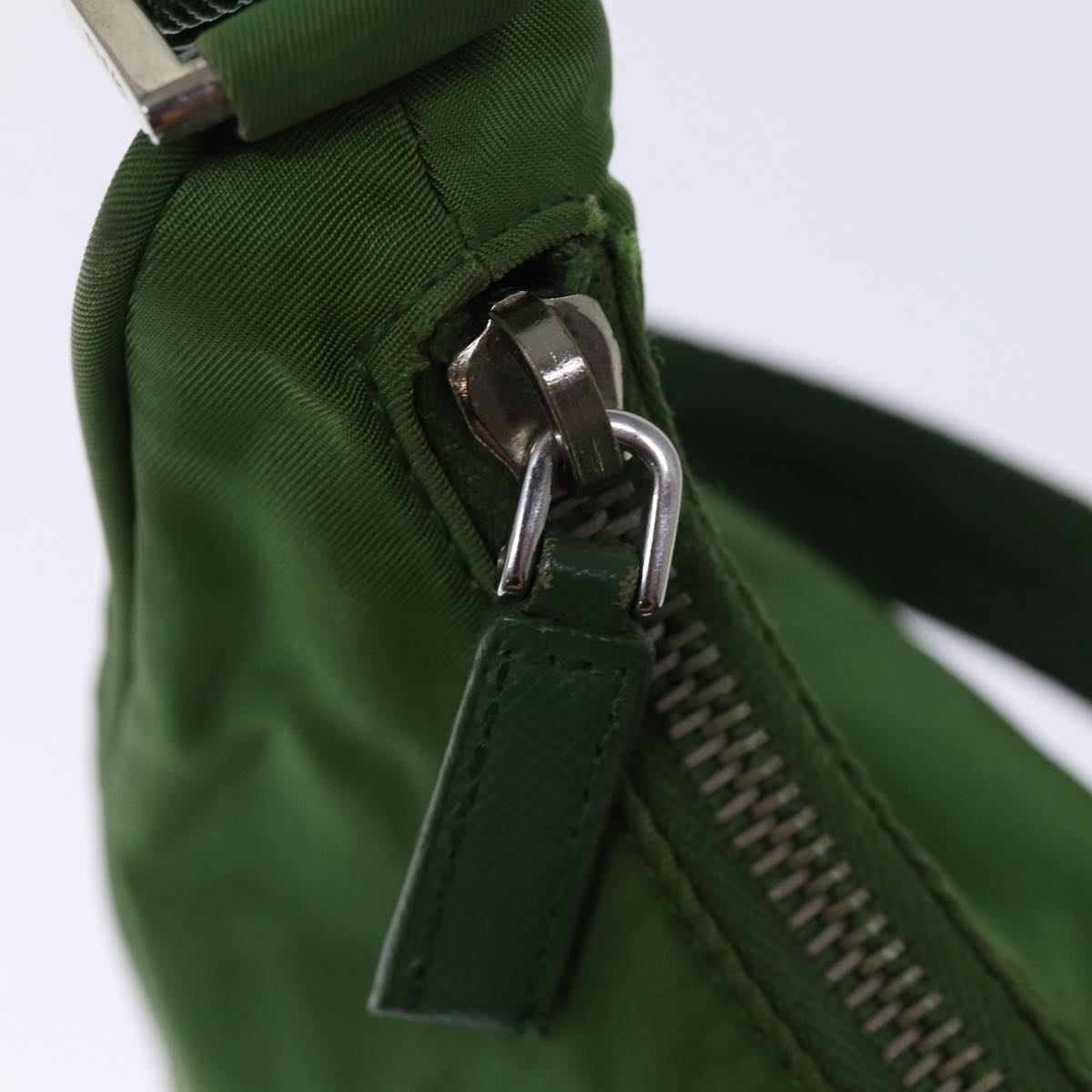 PRADA Hand Bag Nylon Green Auth 76581