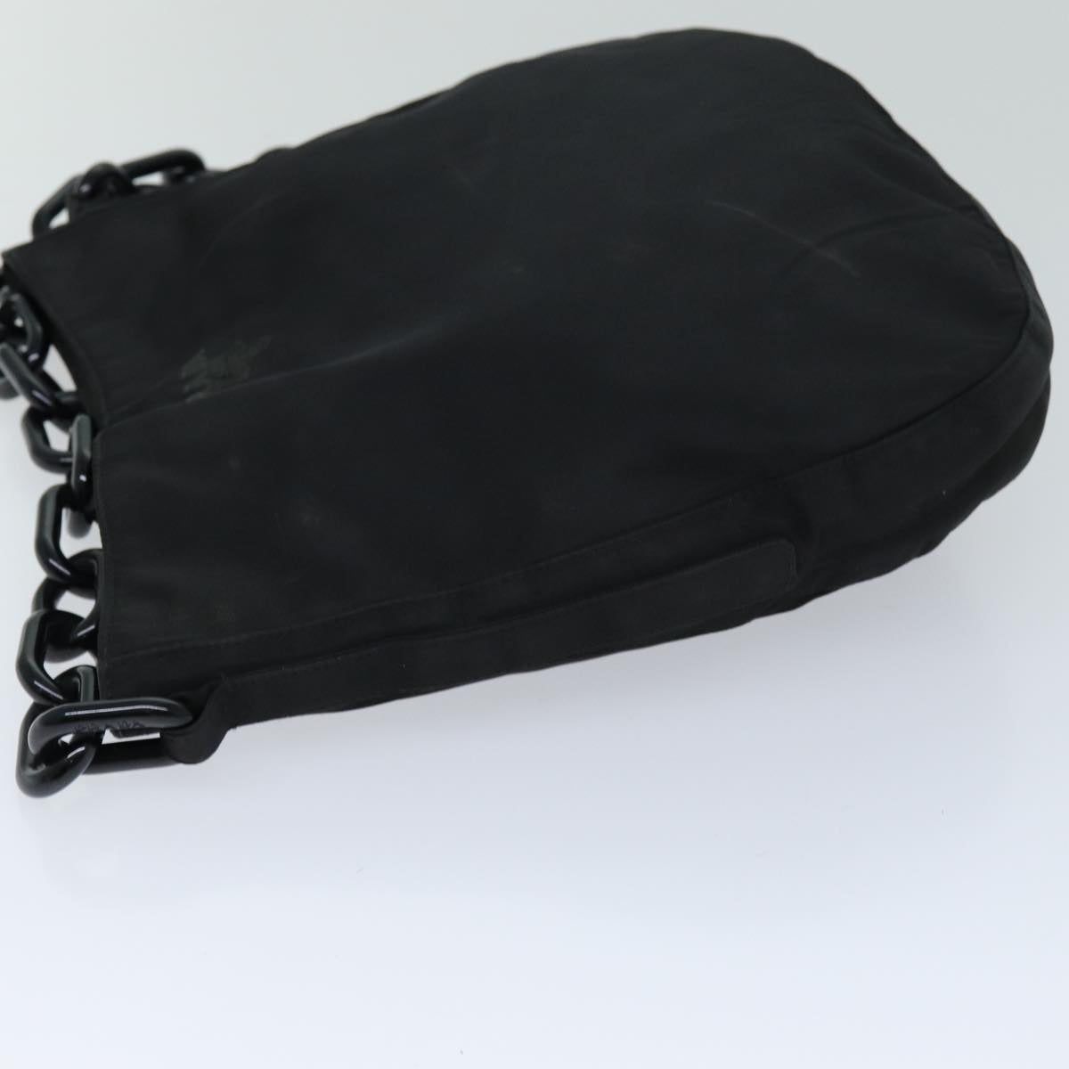 PRADA Chain Shoulder Bag Nylon Black Auth 76582