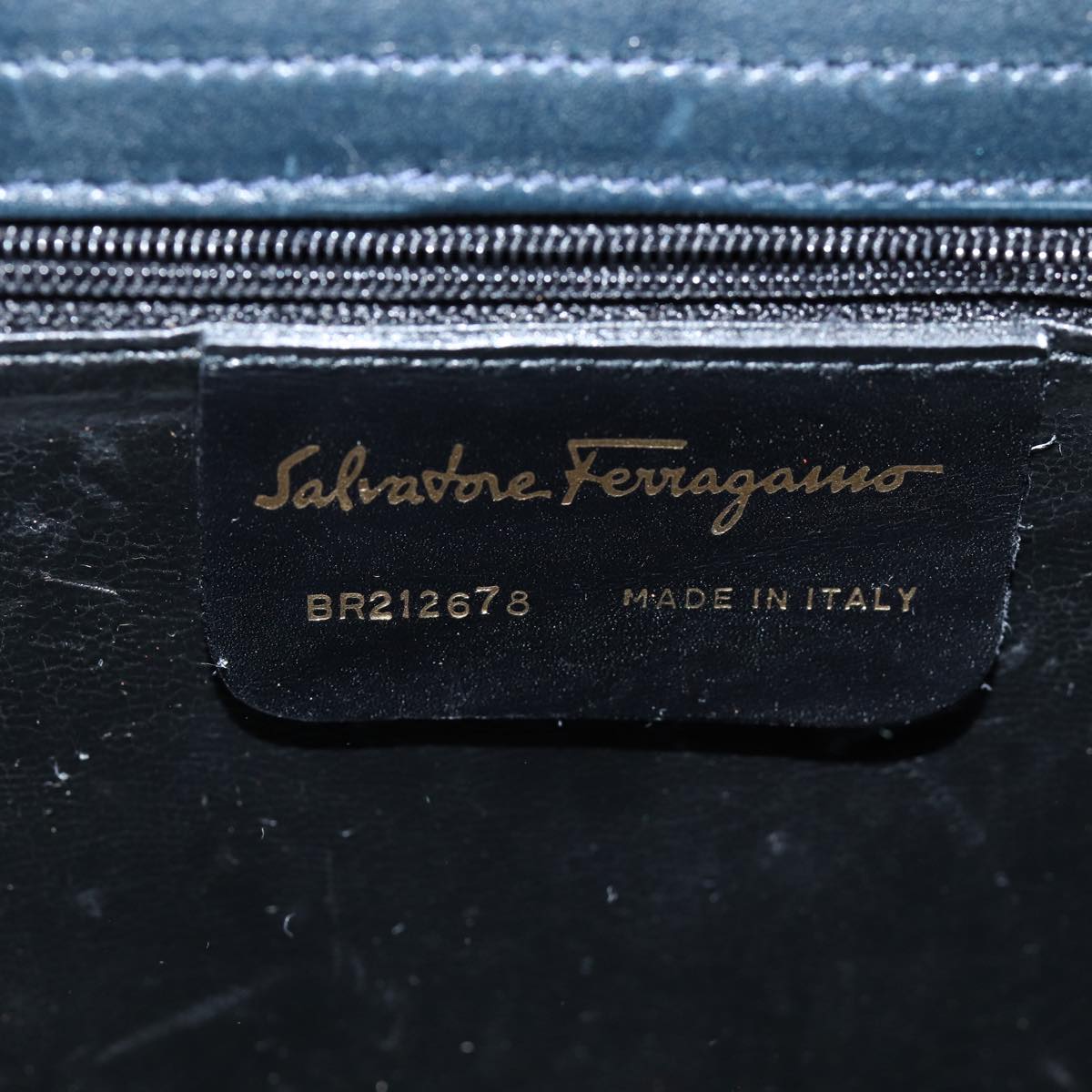 Salvatore Ferragamo Gancini Hand Bag Leather Navy Auth 76614