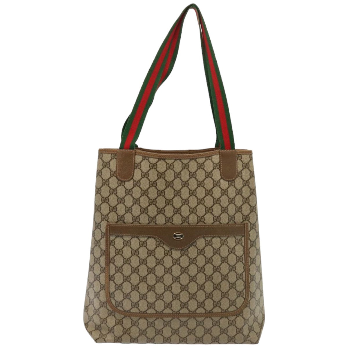 GUCCI GG Supreme Web Sherry Line Tote Bag PVC Leather Beige 39 02 003 Auth 76636