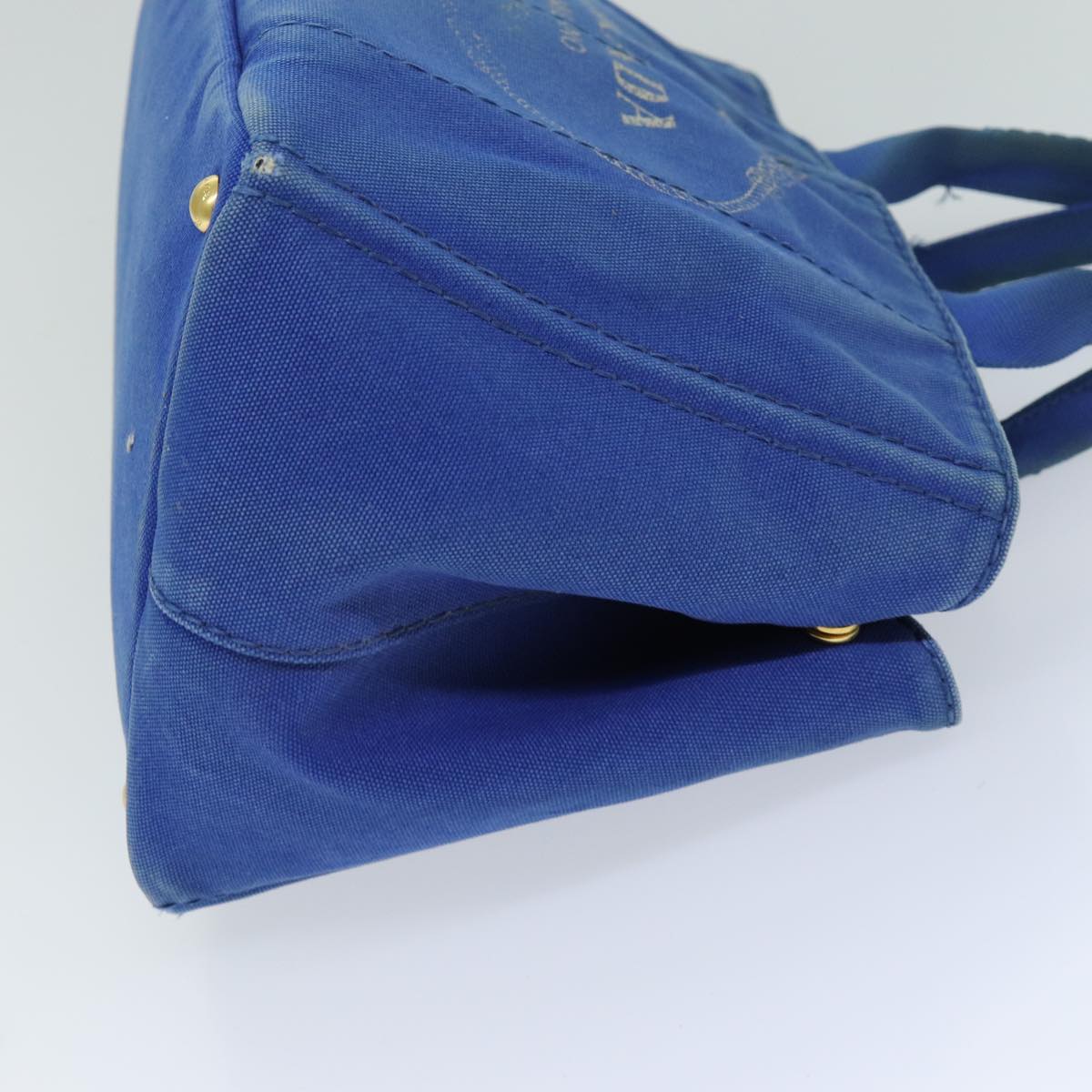 PRADA Canapa MM Hand Bag Canvas Blue Auth 76639