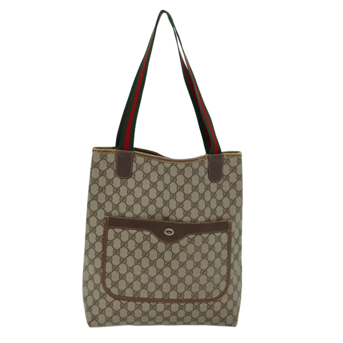 GUCCI GG Supreme Web Sherry Line Tote Bag PVC Beige Red 40 02 003 Auth 76659